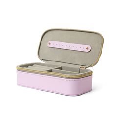 Astuccio Porta Gioielli Rettangolare Rosa Con Cerniera Dorata, , large