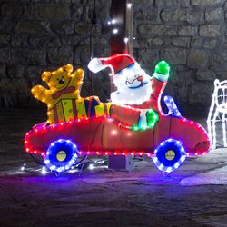 Decorazione Natalizia Babbo Natale In Auto, , large
