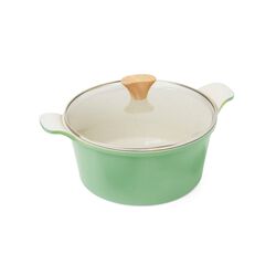 Casseruola In Alluminio Con Coperchio In Vetro Diametro 24 Cm Colore Verde, , large