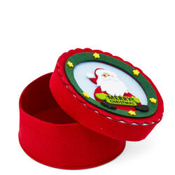 Scatola natalizia tonda in feltro Babbo Natale, , large