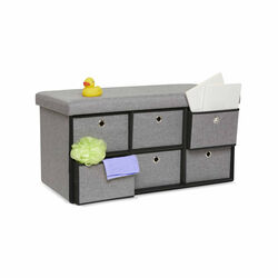 Cassapanca pouf contenitore con 6 cassetti, , large