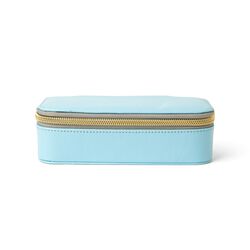 Astuccio Porta Gioielli Rettangolare Azzurro Con Cerniera Dorata, , large