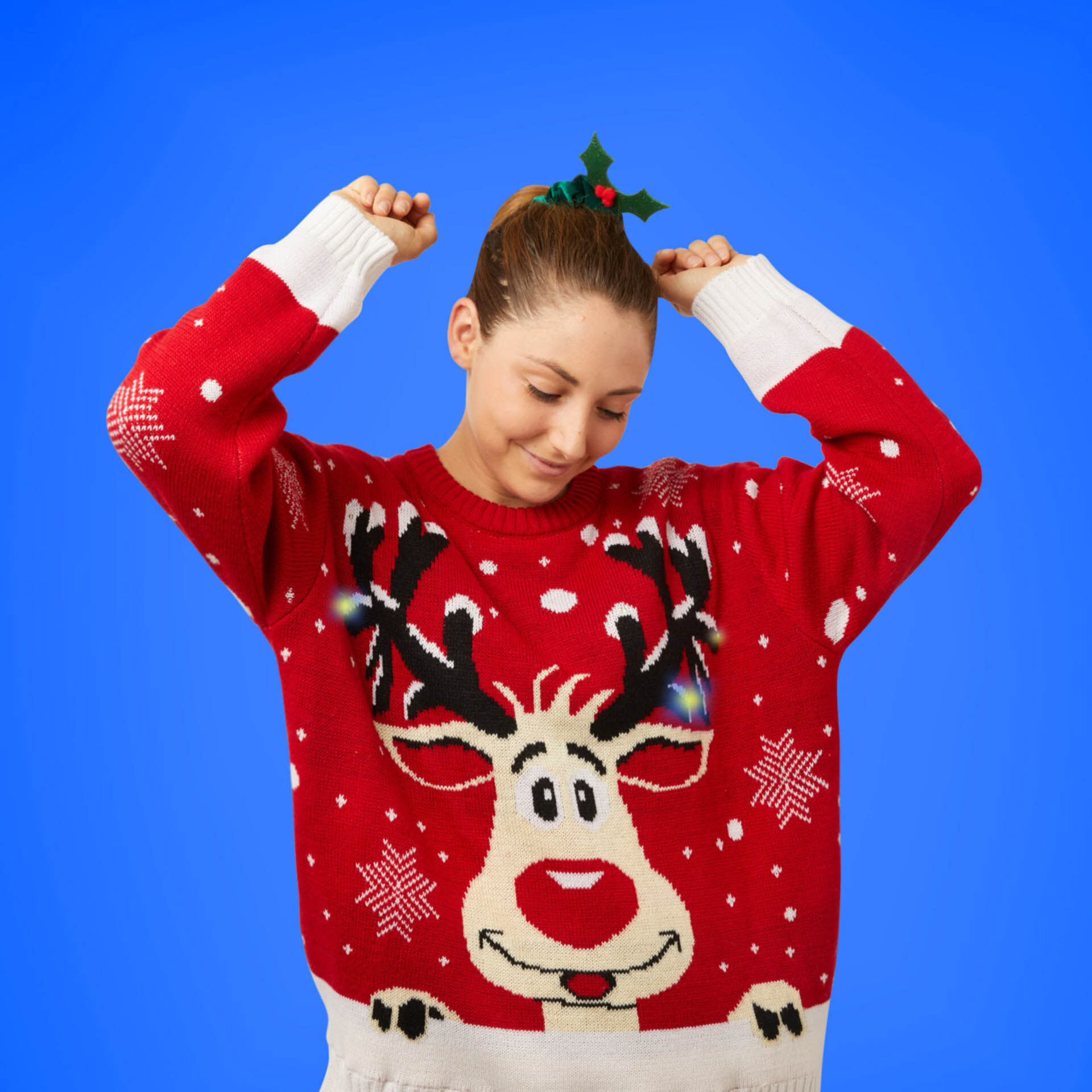 Maglione natalizio con luci renna