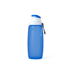 Bottiglia Pieghevole In Silicone Con Moschettone, 320 Ml - Colore Blu, , large