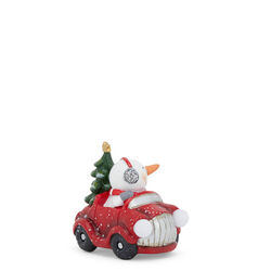 Auto decorativa con fari luminosi - Pupazzo di Neve, , large