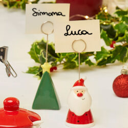 Coppia Di Segnaposto Albero E Babbo Natale, , large