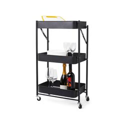 Carrello pieghevole a 3 ripiani, colore nero, , large