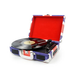 Giradischi portatile con convertitore MP3 e casse integrate, , large