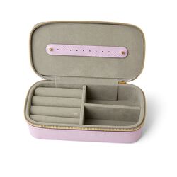 Astuccio Porta Gioielli Rettangolare Rosa Con Cerniera Dorata, , large