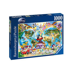 Ravensburger Puzzle 1000 Pezzi 15785 - Mappamondo Disney, , large