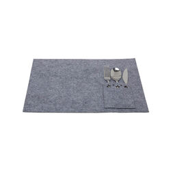 Tovaglietta americana in feltro con portaposate, grigio, grigio, large