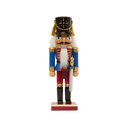Soldatino Schiaccianoci in legno H 25 cm blu con spada, , large