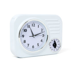 Orologio Rettangolare Vintage Da Parete Con Timer Analogico, , large