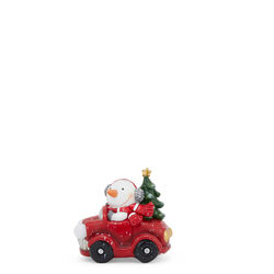 Auto decorativa con fari luminosi - Pupazzo di Neve, , large