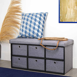 Cassapanca pouf contenitore con 6 cassetti, , large