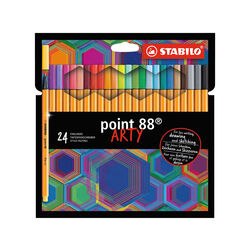 Fineliner - Stabilo Point 88 - Arty - Astuccio Da 24 Con Appendino - 24 Colori Assortiti, , large