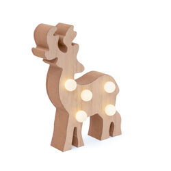 Renna in legno con luci LED, , large