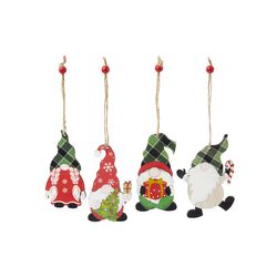 Set 4 gnomi in legno Cappello verde/nero, , large