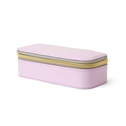 Astuccio Porta Gioielli Rettangolare Rosa Con Cerniera Dorata, , large