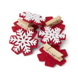 Set 6 Mollette In Feltro - Fiocco Di Neve, , large