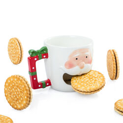 Tazza in ceramica con porta biscotti, , large
