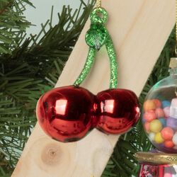 Decorazione In Vetro Per Albero Di Natale - Ciliegie, , large