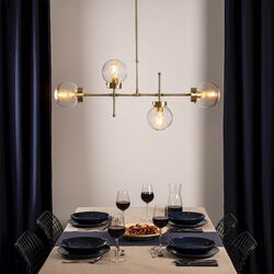 HOMEMANIA Lampada a Sospensione Whisper, trasparente e otton, , large