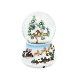 Palla di neve con paesaggio, luci e musica, , large