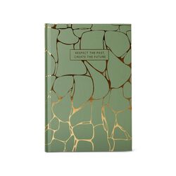 Quaderno A5 A Quadretti Con Copertina Rigida Color Verde Marmorizzato Oro, , large