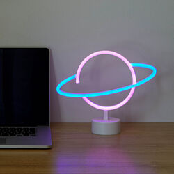 Luce Da Tavolo Effetto Neon Pianeta, , large