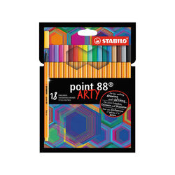 Fineliner - Stabilo Point 88 - Arty - Astuccio Da 18 Con Appendino - 18 Colori Assortiti, , large
