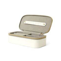 Astuccio Porta Gioielli Rettangolare Bianco Con Cerniera Dorata, , large