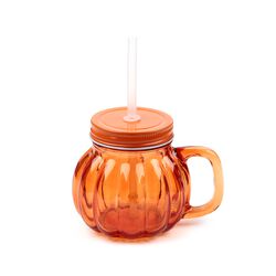 Barattolo/bicchiere A Forma Di Zucca Con Cannuccia, , large