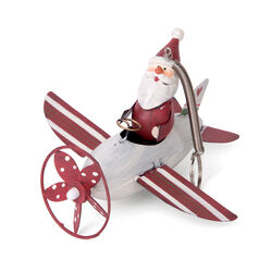 Aeroplano Natalizio Con Molla Da Appendere - Babbo Natale, , large