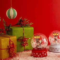 Palla di neve con luci e musica -  Babbo Natale, , large