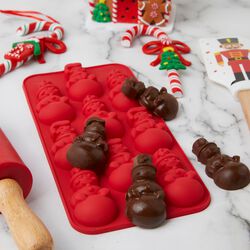 Stampo per 6 cioccolatini natalizi - Pupazzo di neve, , large