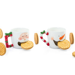 Tazza in ceramica con porta biscotti, , large