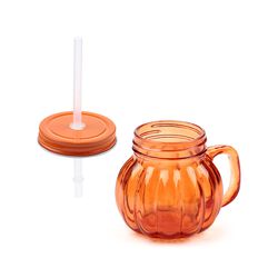 Barattolo/bicchiere A Forma Di Zucca Con Cannuccia, , large