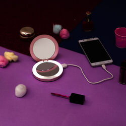 Specchietto Da Borsa Powerbank Con Luce, , large