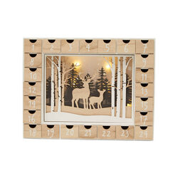 Calendario Avvento In Legno Con Luci led, , large