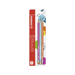 Matita In Grafite - Stabilo Pencil 160 - Con Gommino - Pack Da 3 - Rosa/arancio/blu - Gradazione Hb, , large