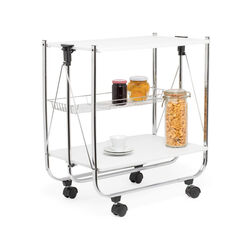 Carrello pieghevole da cucina bianco, , large