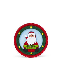Scatola natalizia tonda in feltro Babbo Natale, , large