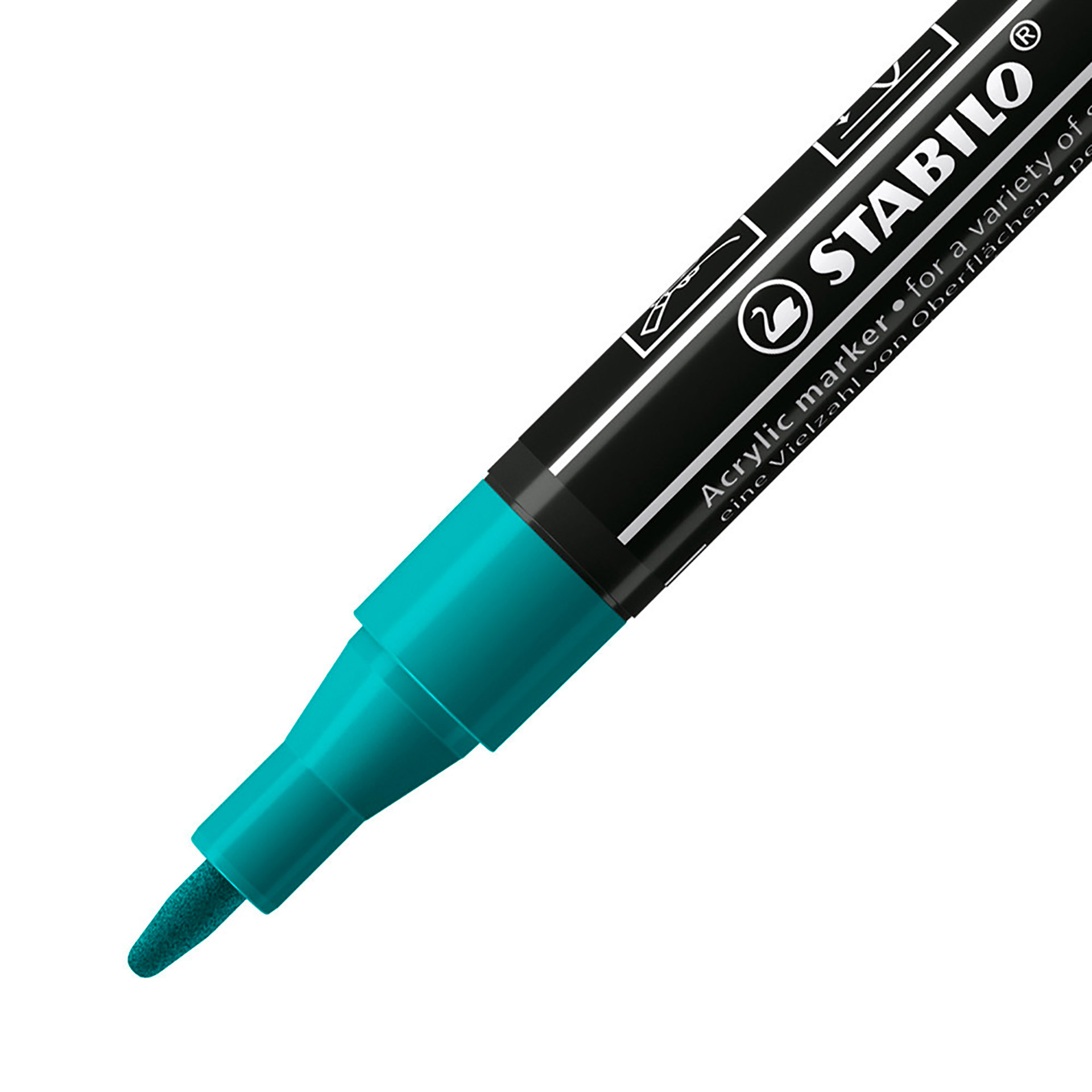 STABILO FREE Acrylic - T100 Punta rotonda 1-2mm - Confezione da 5 - Verde Pino, , large