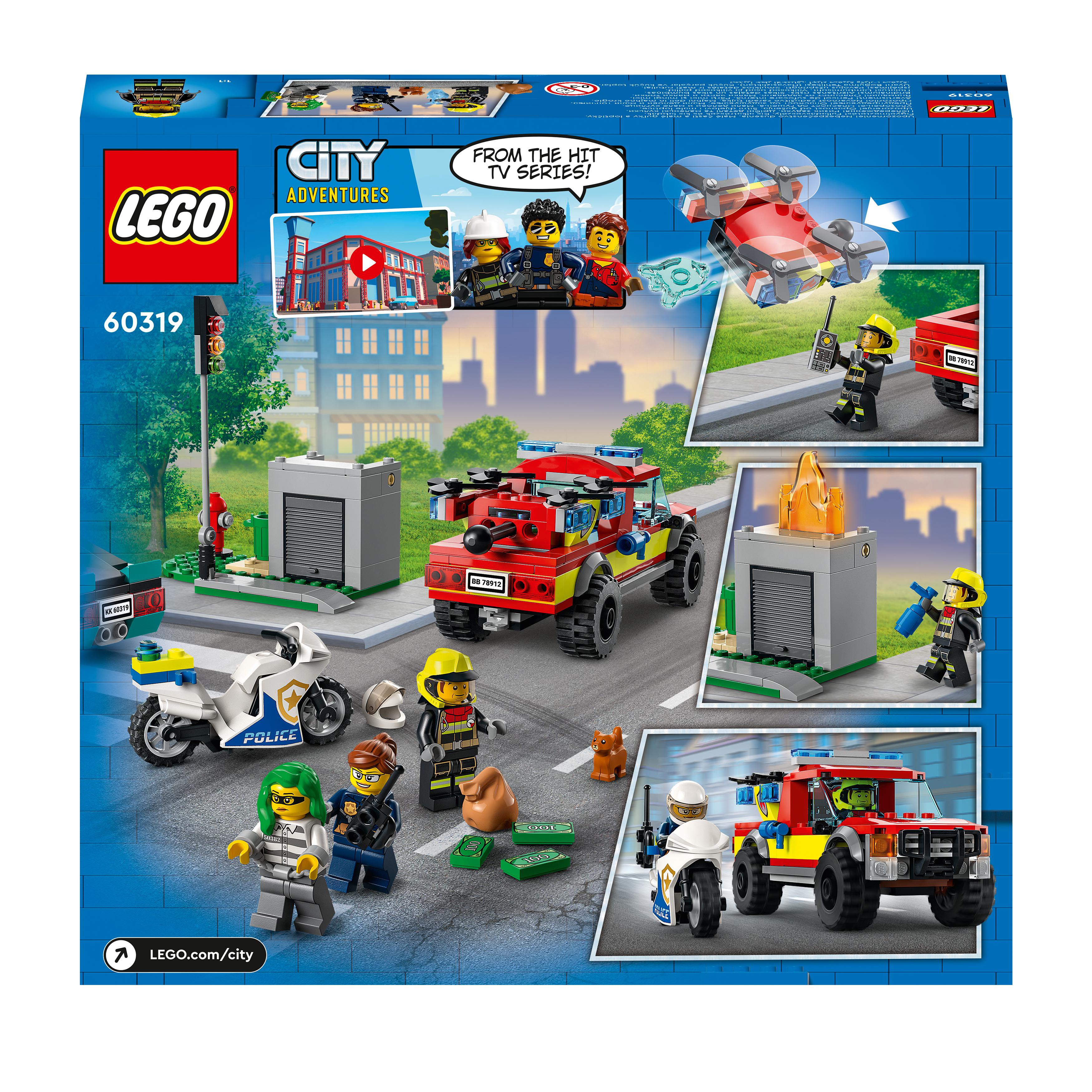 LEGO City Fire Soccorso Antincendio e Inseguimento della Polizia, Camion Pompier 60319, , large