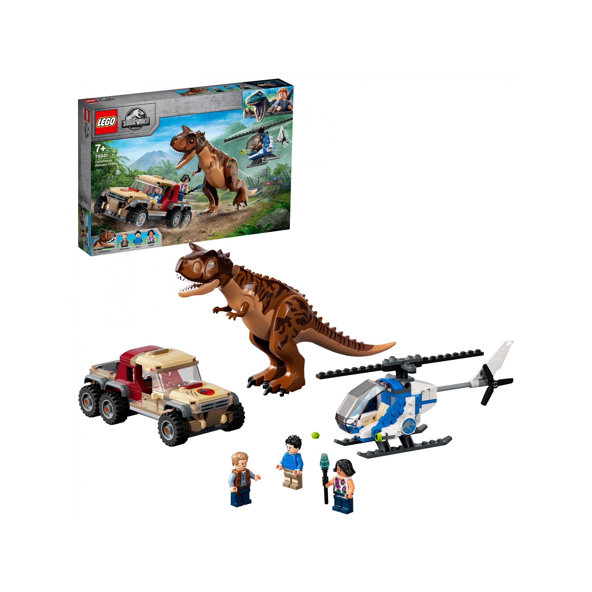 LEGO Jurassic World L'Inseguimento del Dinosauro Carnotaurus con Elicottero e C 76941, , large