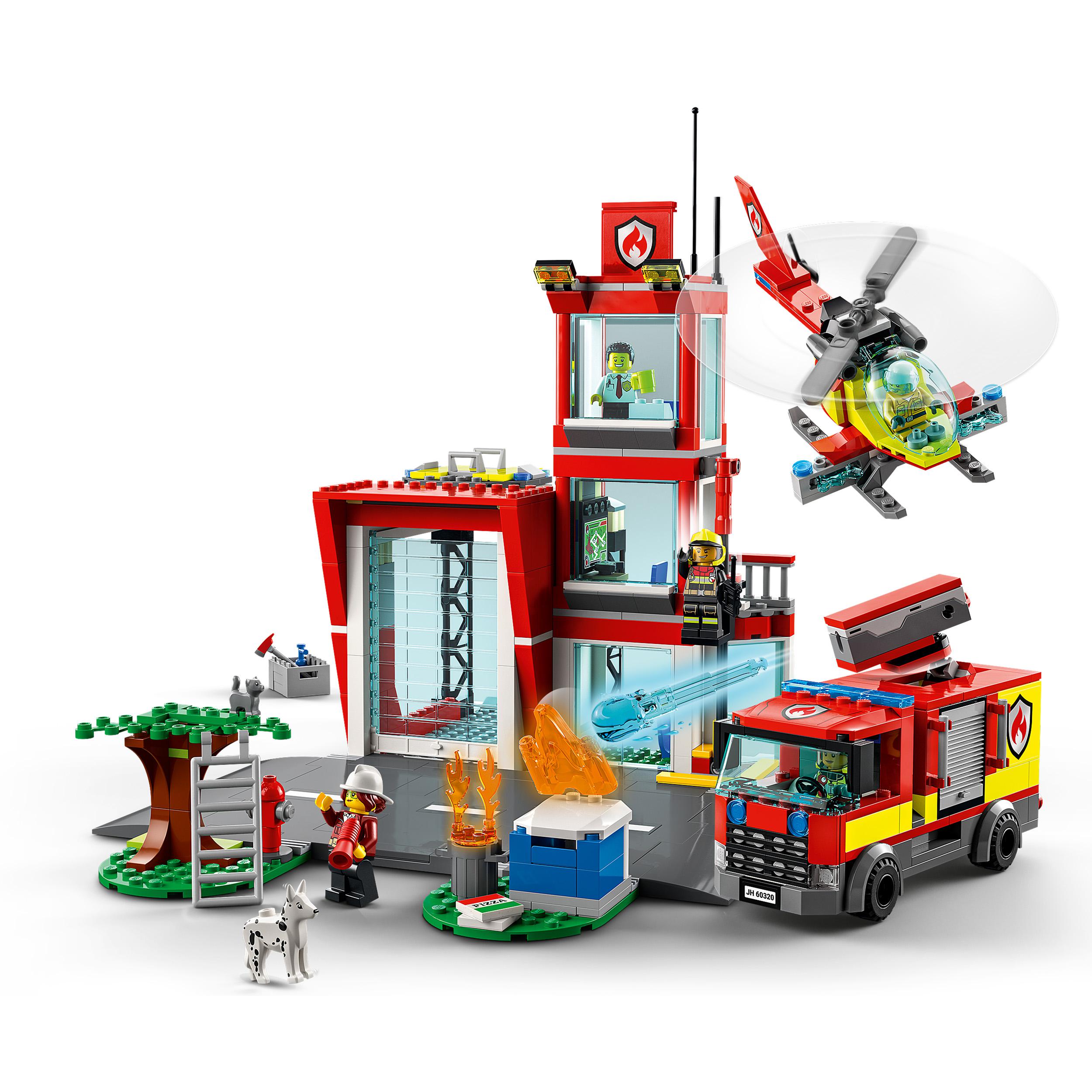 LEGO City Fire Caserma dei Pompieri, con Garage, Camion ed Elicottero Giocattolo 60320, , large