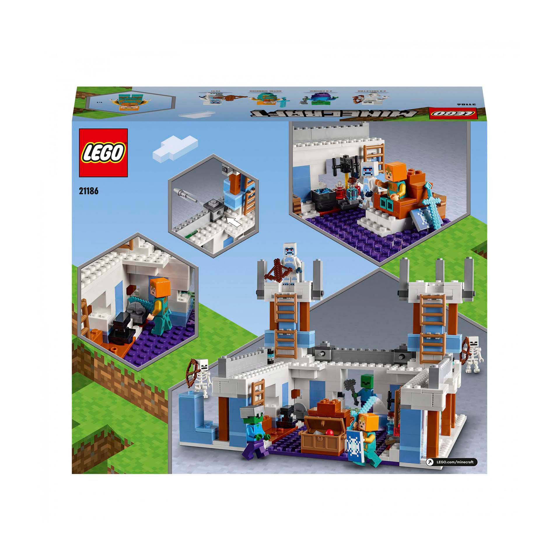 LEGO Minecraft Il Castello di Ghiaccio, Giocattoli Creativi da Costruire con Fig 21186, , large