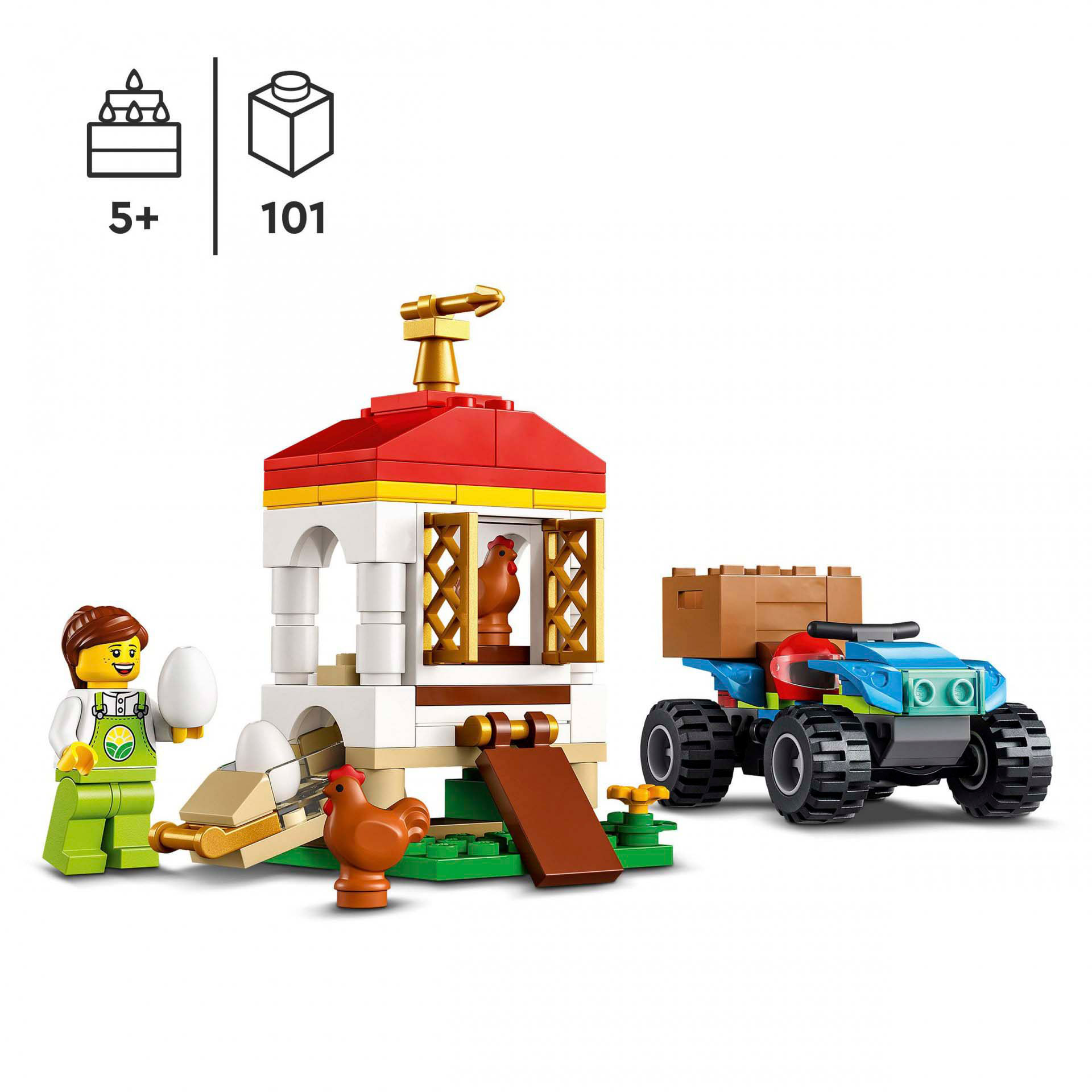 LEGO City Il Pollaio, Set con Animali, Nido per Galline e Uova Fresche, Fuoristr 60344, , large