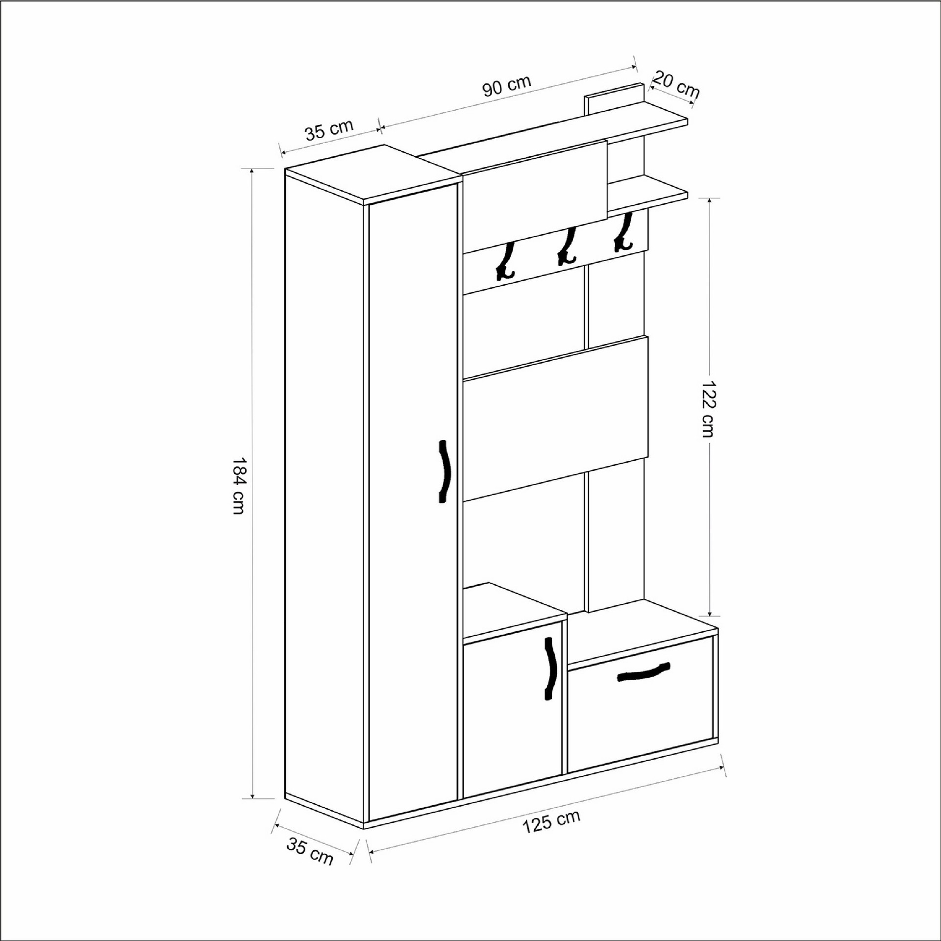 HOMEMANIA Mobile Ingresso Seina, rovere e antracite, , large